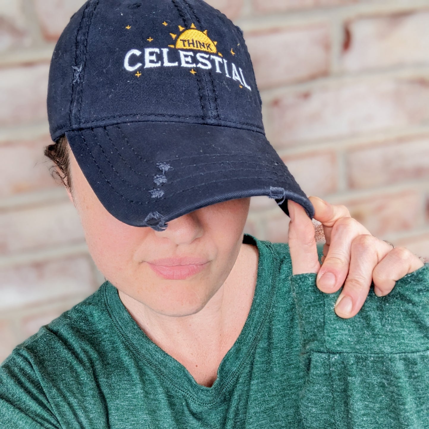 Think Celestial Distressed Dad Hat - Navy Blue